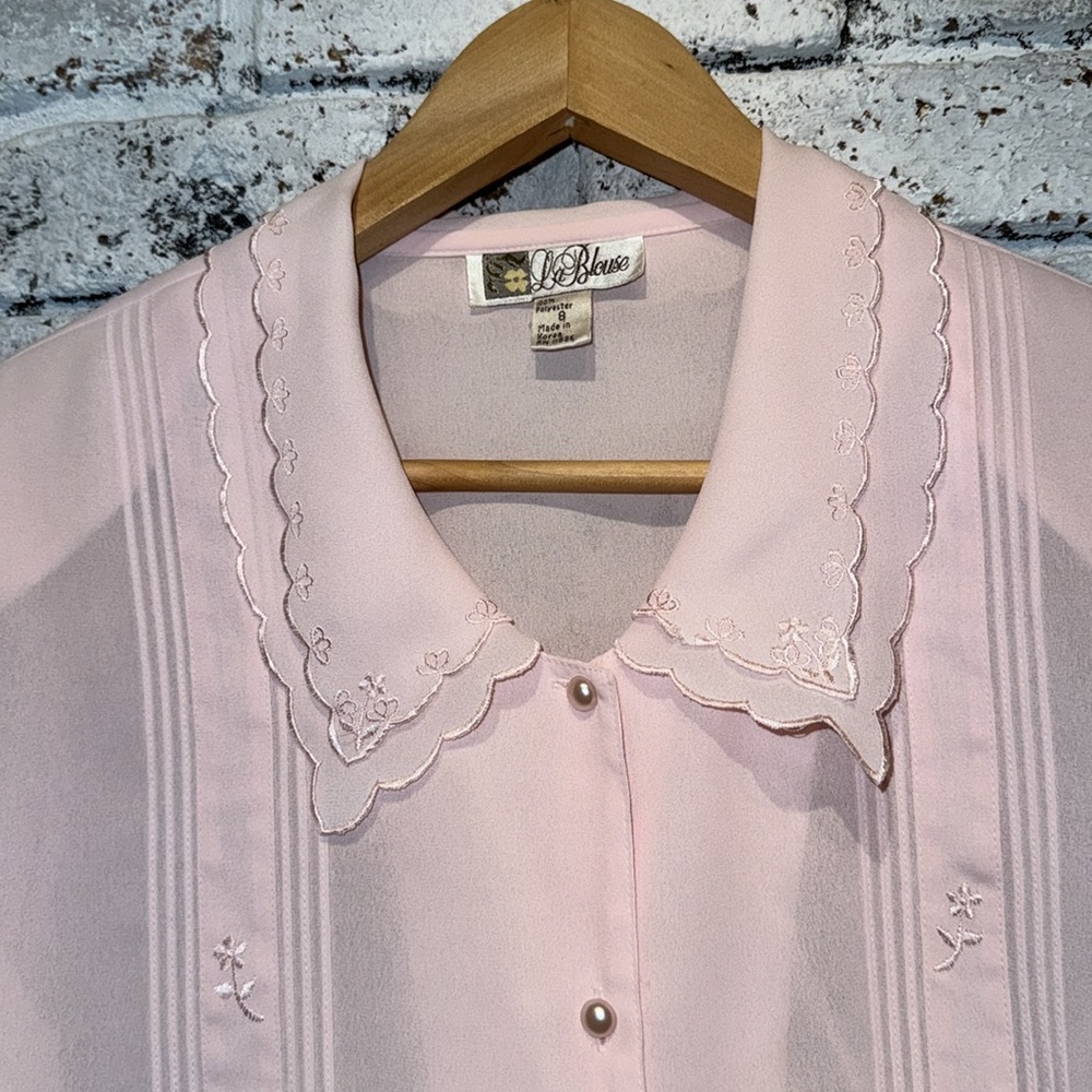La Blouse Embroidered Pink Button Down - Picture 2 of 13